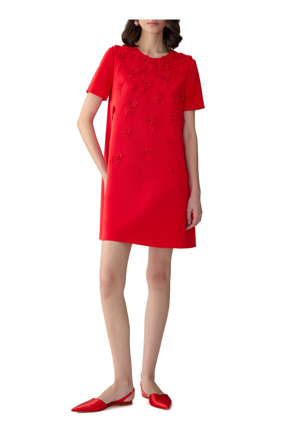 fitted lace wedding dress Contrast Trim Red Cotton Shift Dress - Mini Dresses