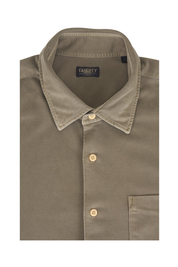 Faherty Brand Costa Pique Olive Ridge Button Down Shirt - view 1