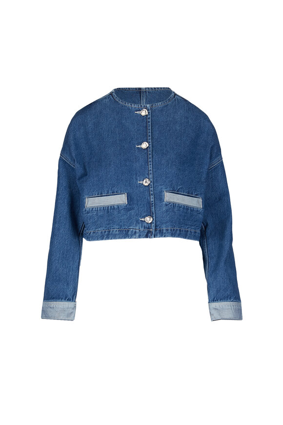 L'Agence Verona Denim Collarless Jacket - view 1