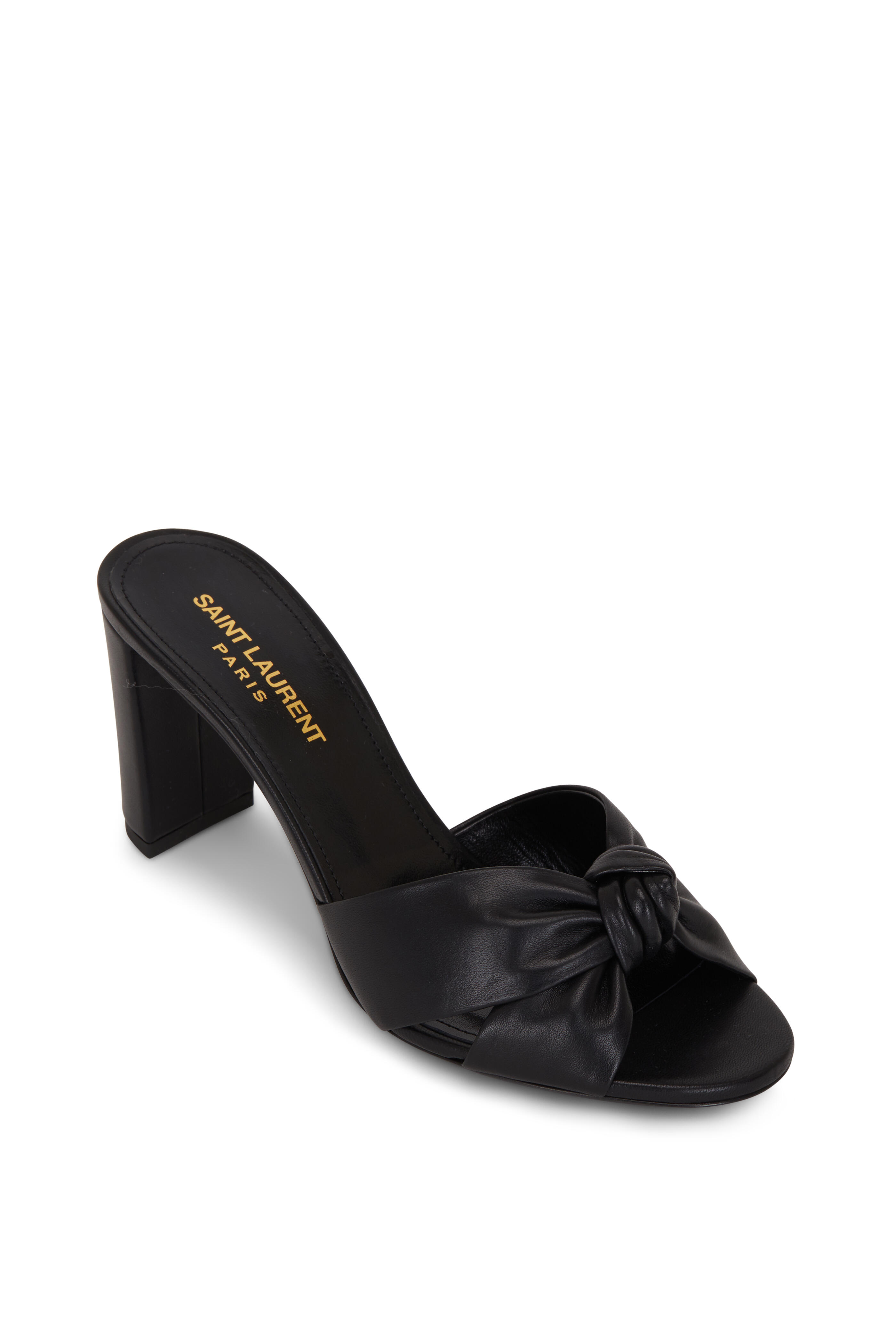 Saint Laurent - Bianca Black Leather Knotted Mule, 75mm