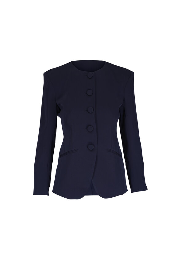 Veronica Beard Wryllen Navy Blue Collarless Jacket - view 1