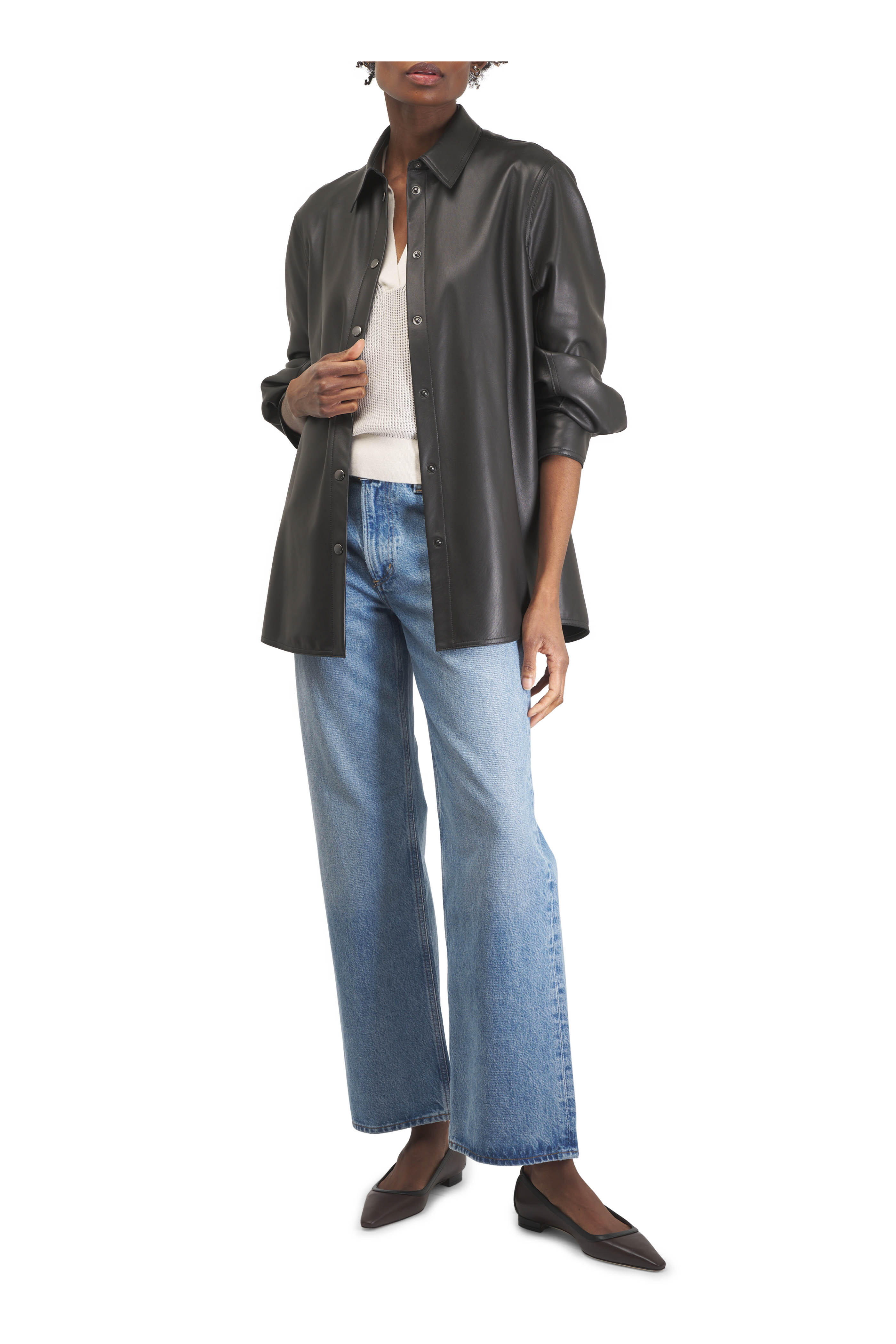 Manolo Blahnik - Filotas Dark Brown & Black Leather Flat