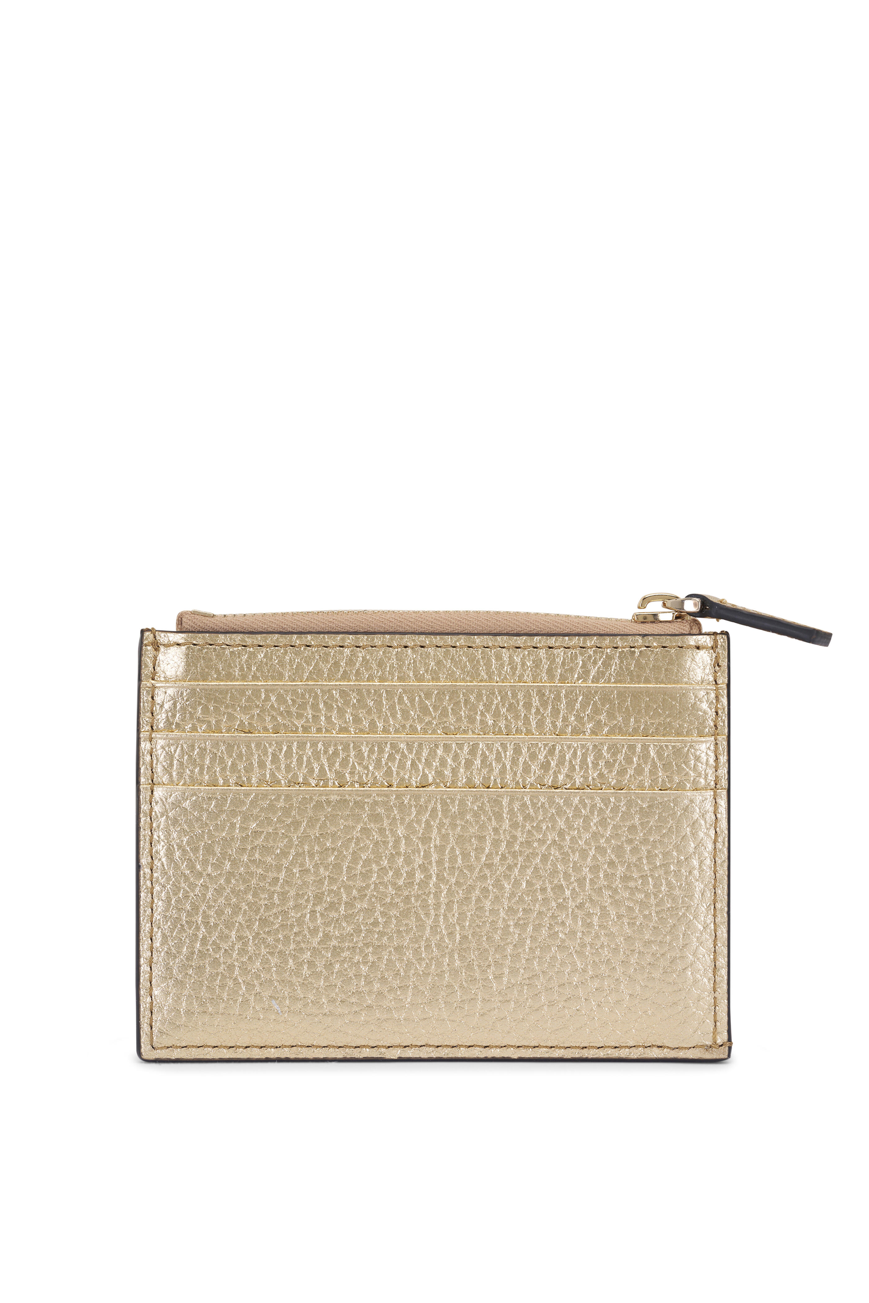 Valentino Garavani - Gold Mekong Rockstud Leather Zip Card Case