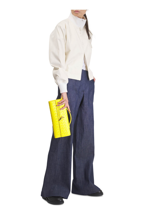 Bottega Veneta Andiamo Sulfur Intrecciato Leather Clutch - view 2