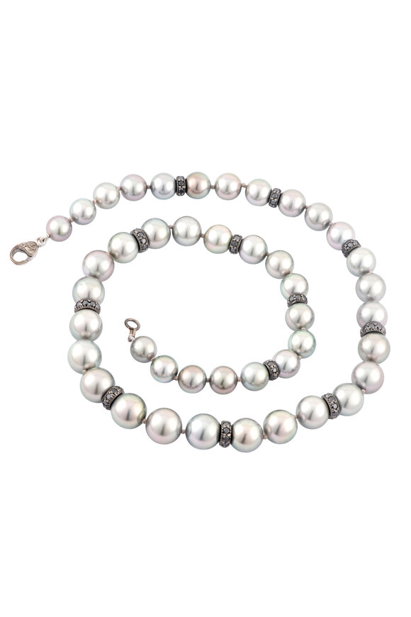 Sylva & Cie South Sea Pearl & Black Diamond Necklace - view 1