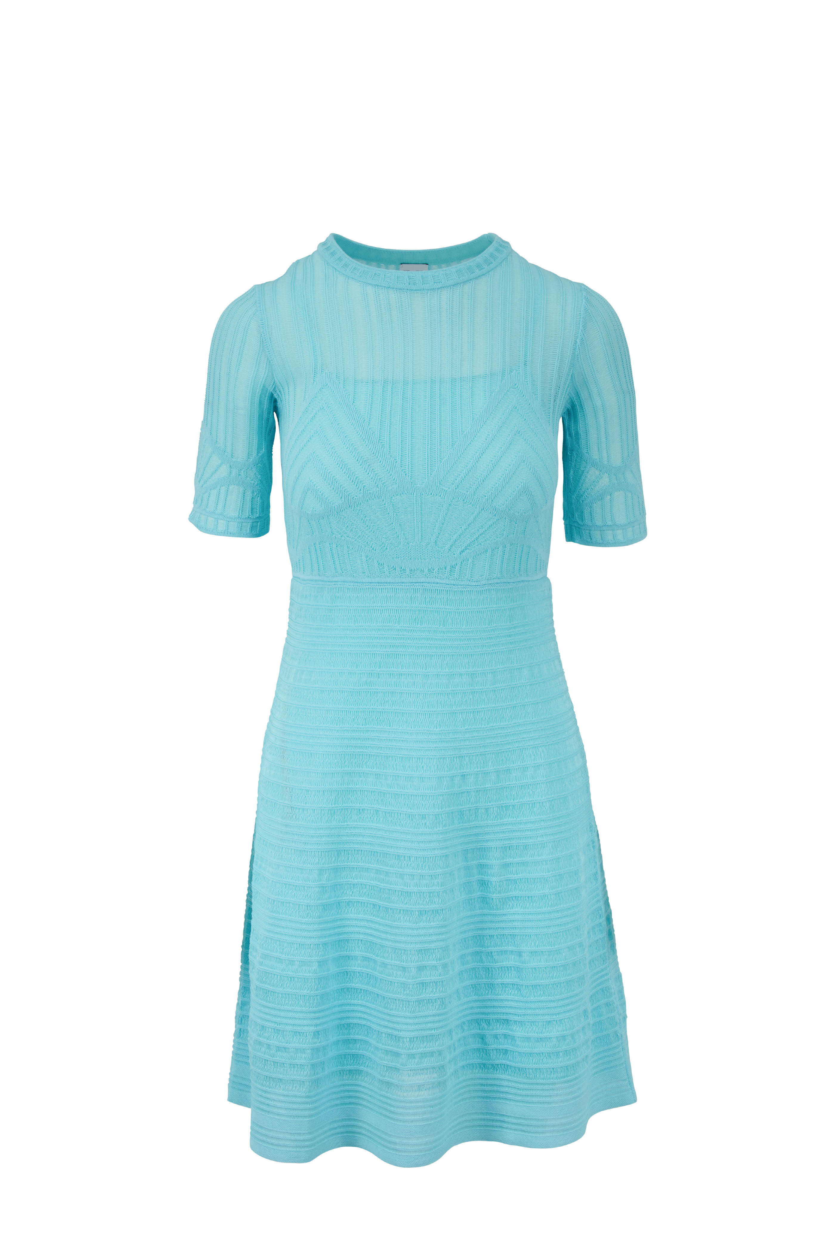 missoni fit and flare dress M Missoni Blue knitted Long Sleeves mini above knee Fit & Flare dress size 38 Viscose ref.JC903131 (Sold)