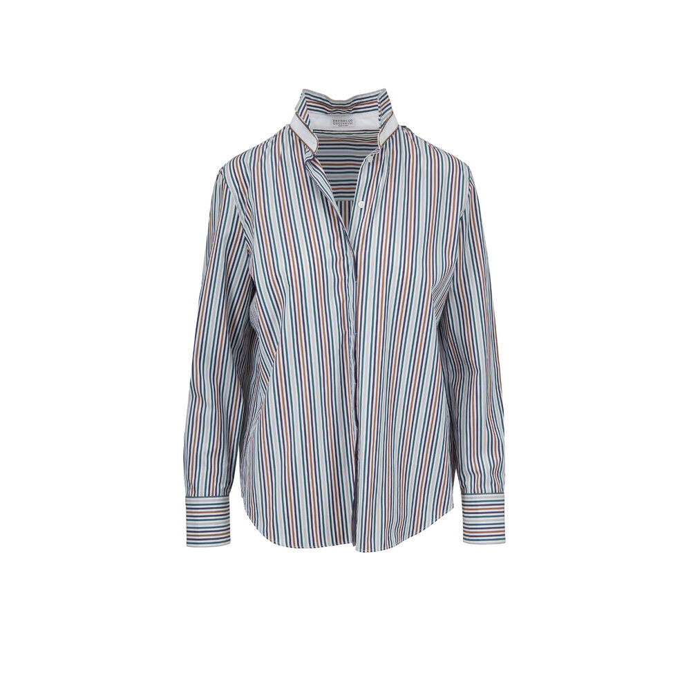 BRUNELLO CUCINELLI モニーレ装飾 トップス ブラウス 切替 S BRUNELLO