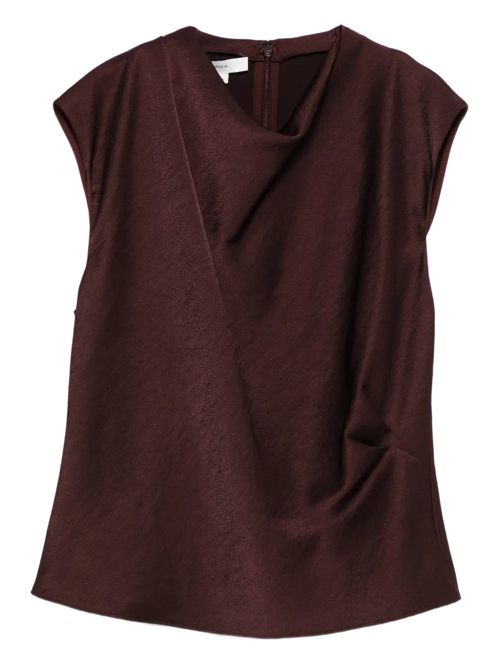 Vince - Fig Satin Draped Cowl Neck Top
