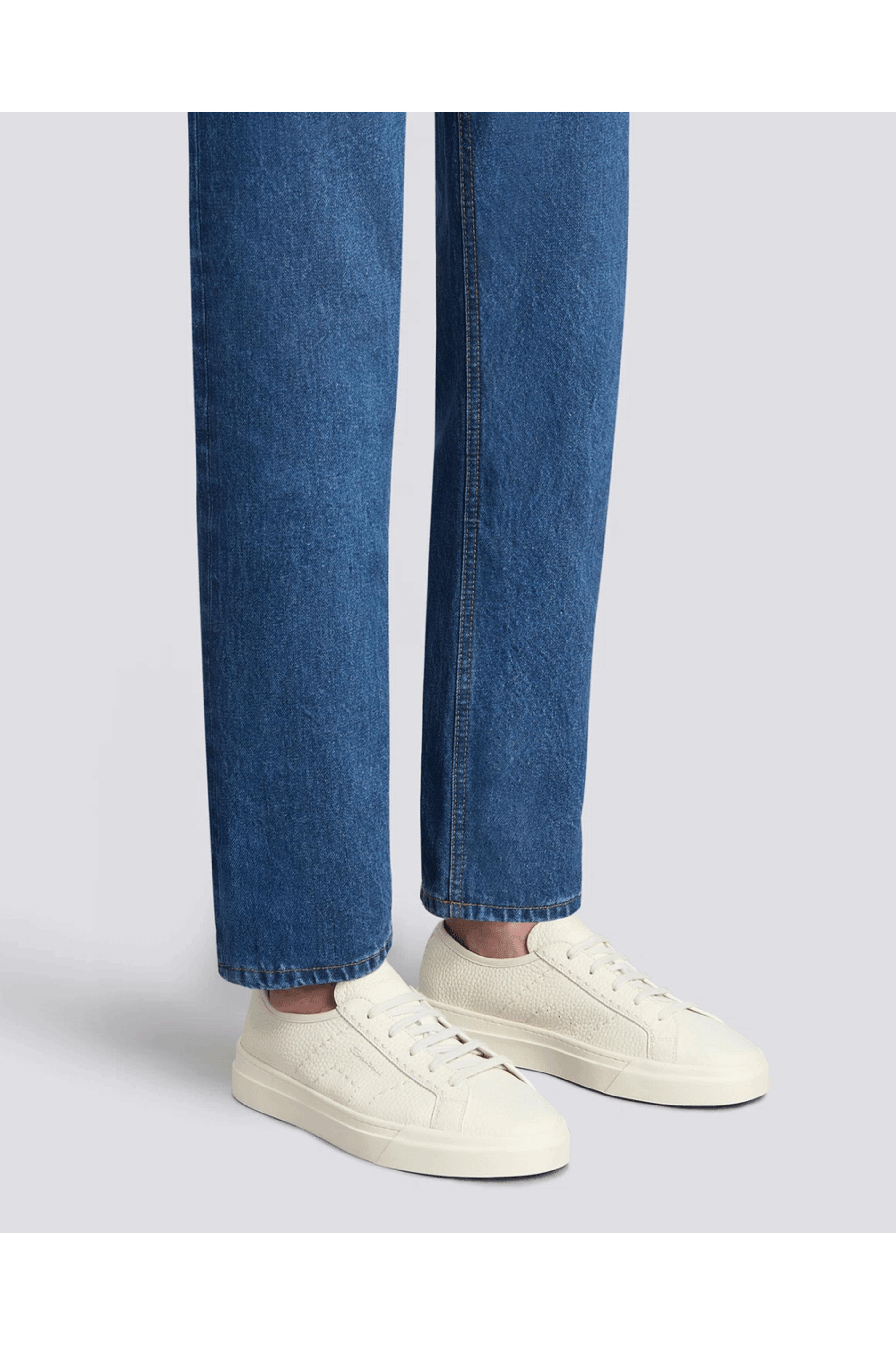 希少【SANTONI】ホワイトタンブルレザーDBS Olyスニーカー 希少【SANTONI】ホワイトタンブルレザーDBS Olyスニーカー