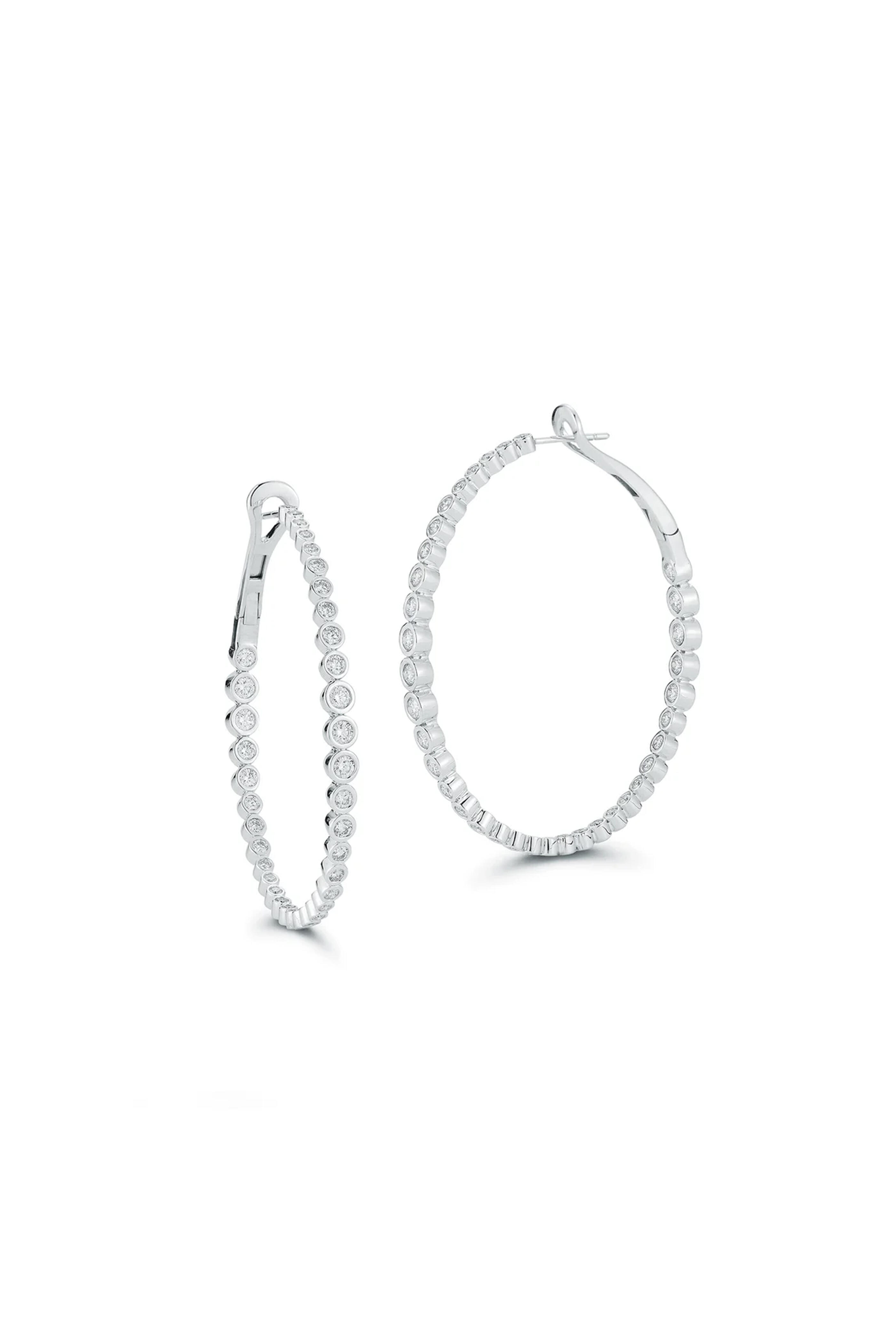 Walters Faith - Classic Diamond Oval Bezel Hoop Earrings