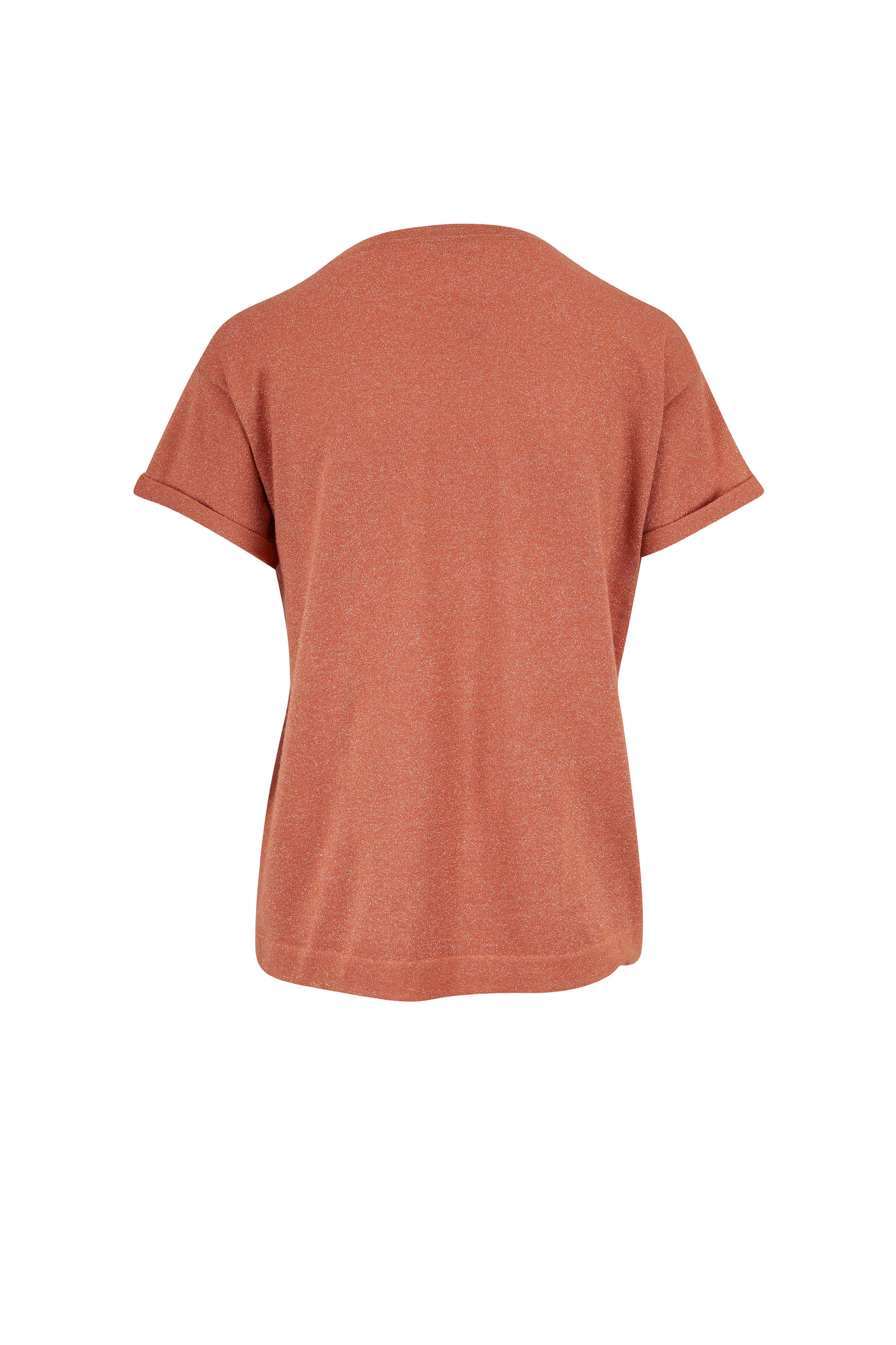Brunello Cucinelli - Orange Cashmere Lurex T-Shirt