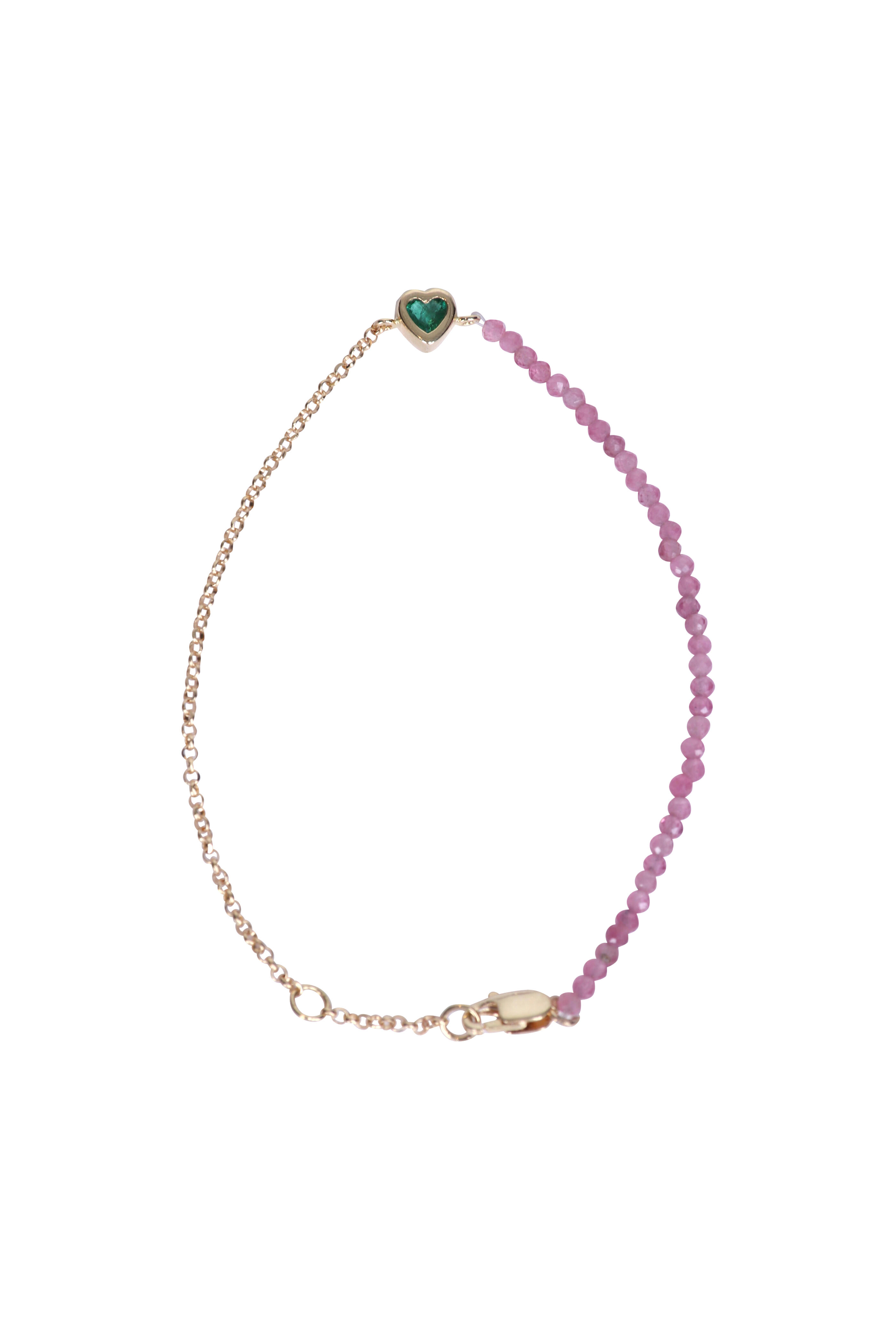Carolina Neves - Pink Tourmaline & Emerald Heart Bracelet
