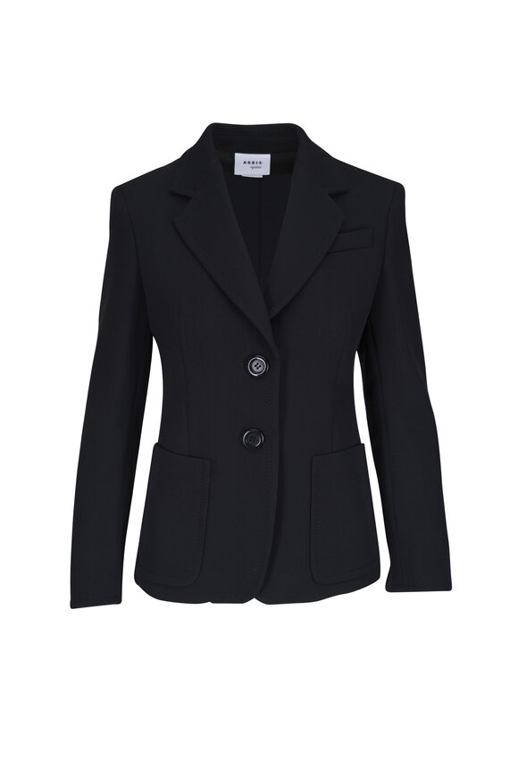 Akris Punto Black Wool Patch Pocket Jacket