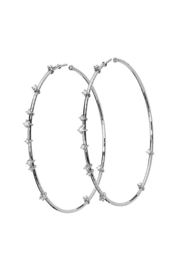 Mattia Cielo Rugiada Collection Diamond White Gold Hoops