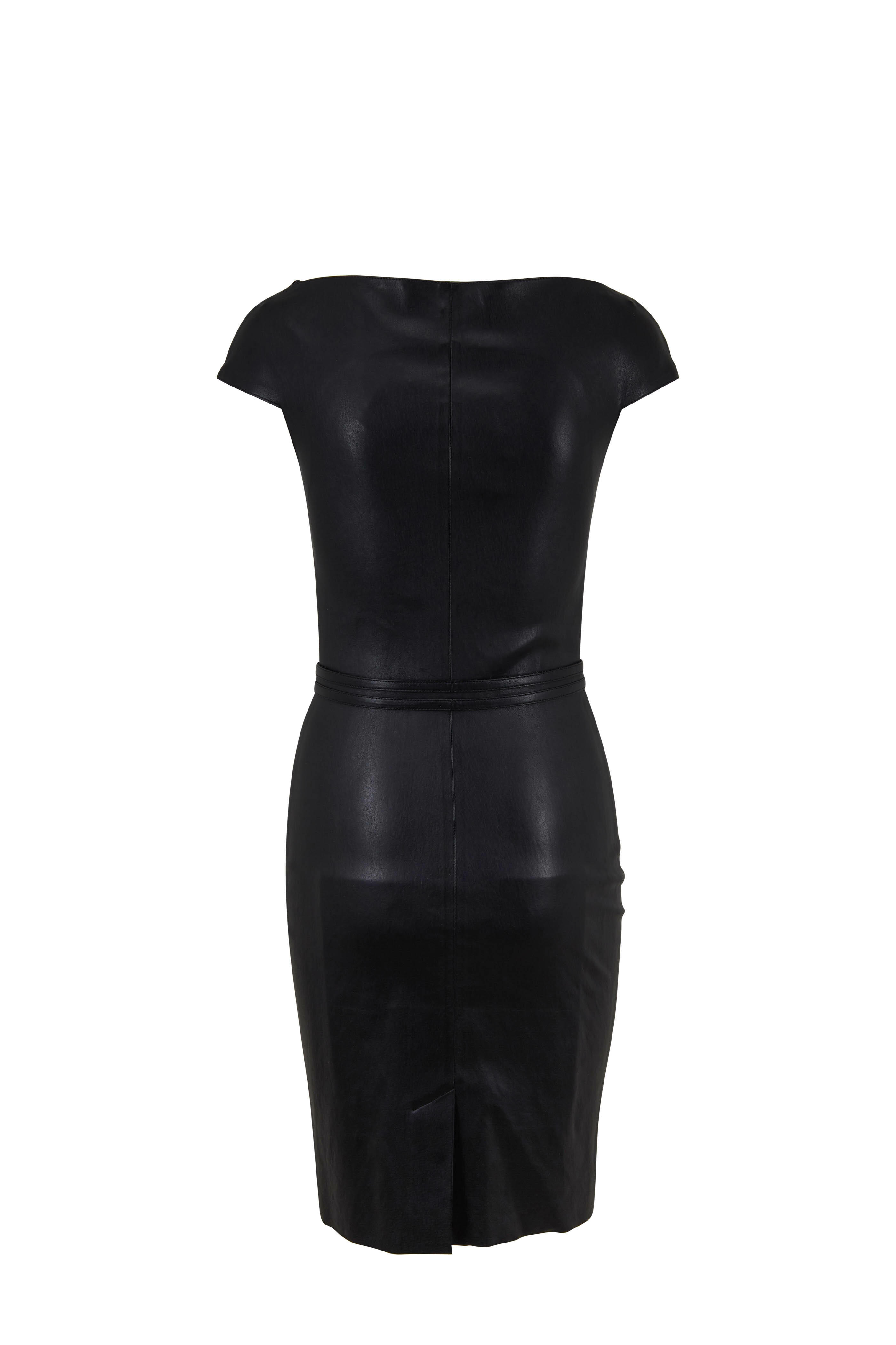 Jitrois - Eve Black Stretch Leather Full Zip Front Dress