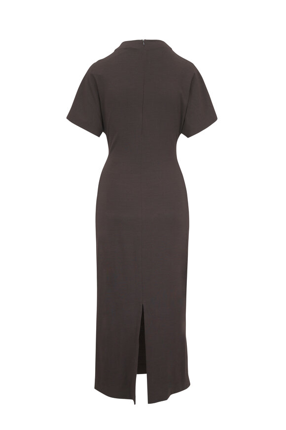 Brunello Cucinelli Couture Chocolate Belted Midi Dress - view 3