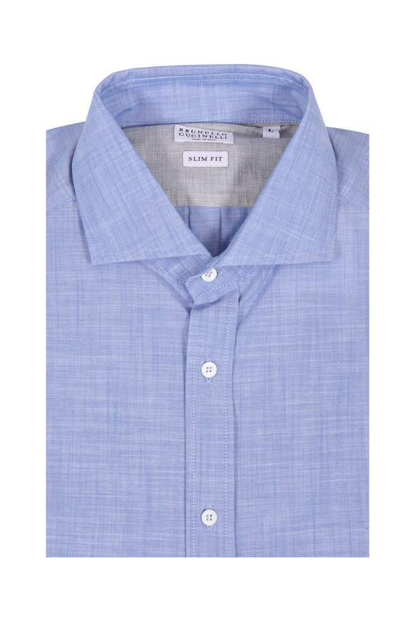 Brunello Cucinelli - Light Blue Slim Fit Dress Shirt