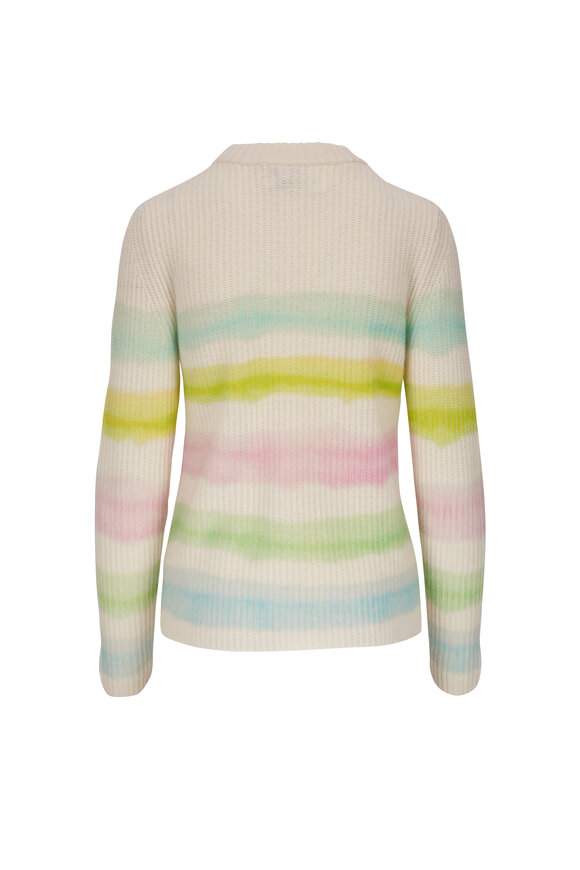 Kinross - Ivory & Multicolor Striped Cashmere Sweater 