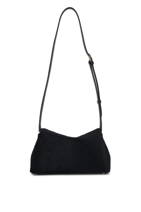 Totême - T-Lock Black Pony Hair & Leather Clutch