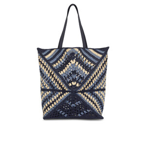 Loewe - XL Crochet Navy & Sky Blue Puzzle Fold Tote