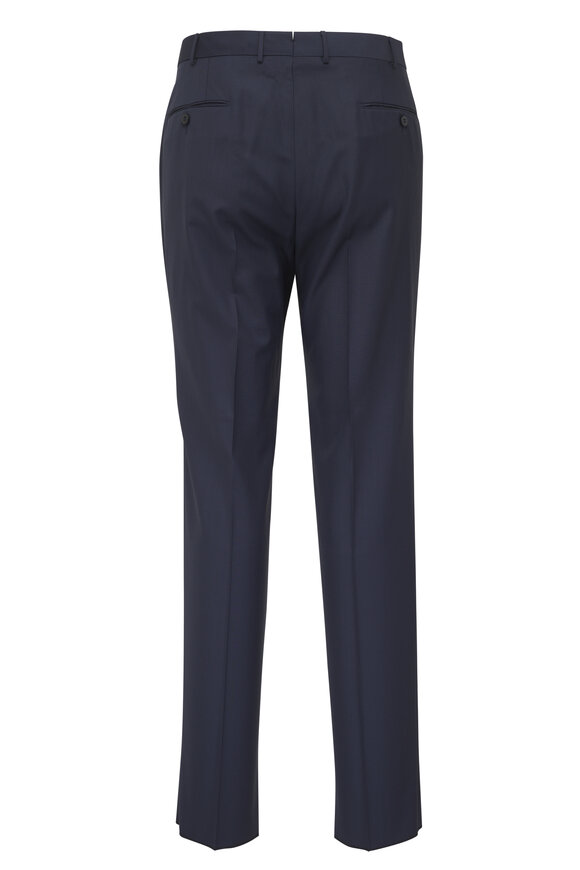 Zegna Transeasonal Navy Blue Flat Front Wool Pant - view 3