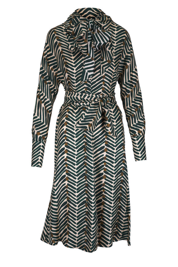 Kiton - Black & White Silk Patterned Maxi Dress | Mitchell