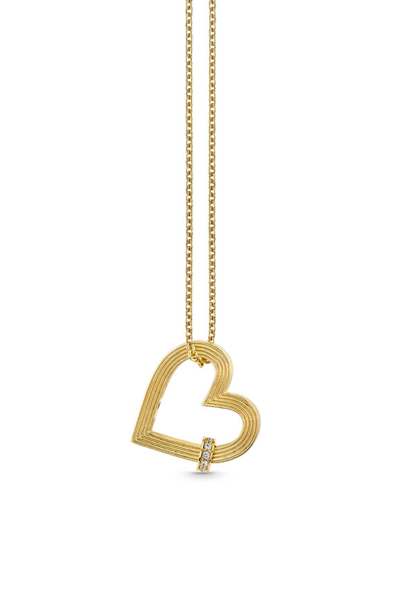 Sydney Evan 14K Yellow Gold Fluted Heart Rondelle Pendant