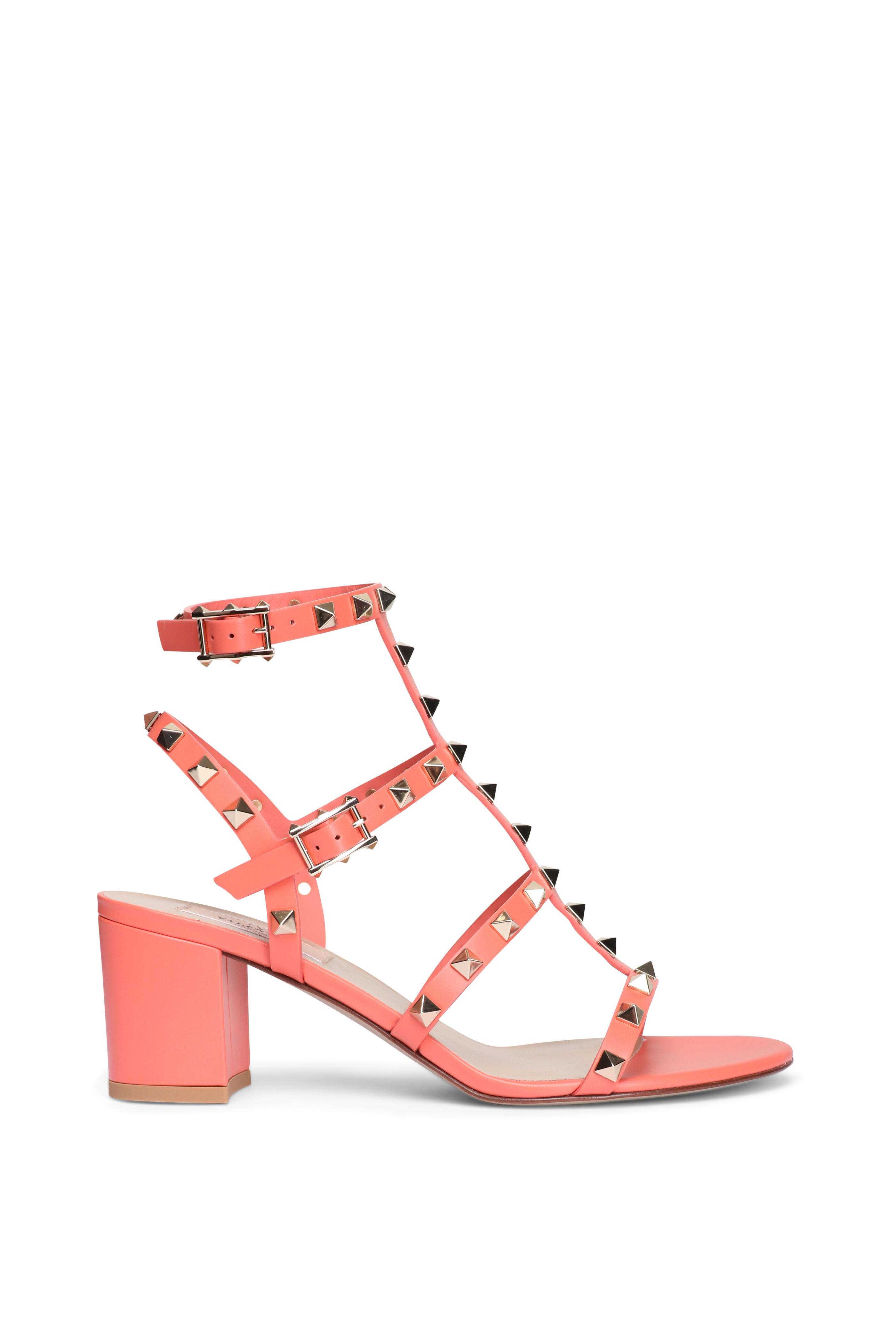 Valentino Garavani - Rockstud Coral Calfskin Strap Sandal, 60mm