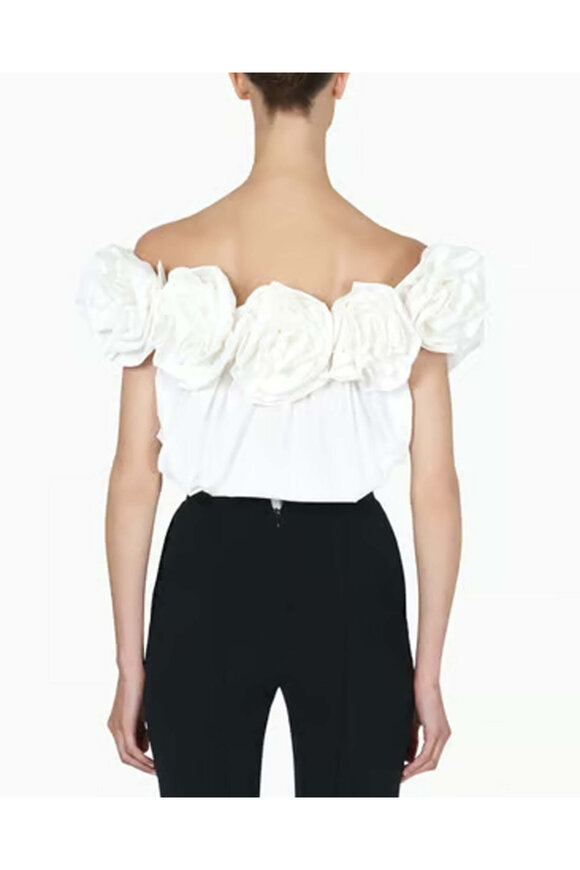 Carolina Herrera White Off The Shoulder Floral Blouse - view 3