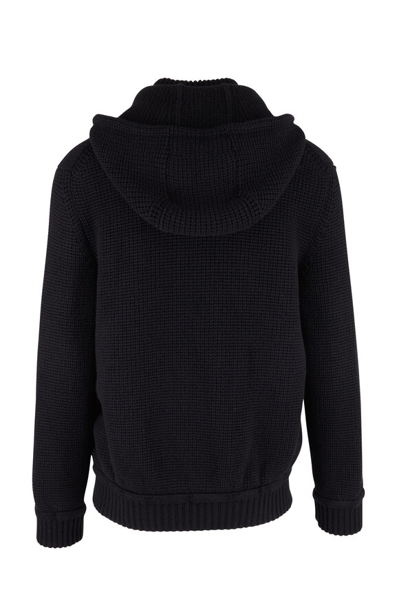 Zegna - Black Cashmere Front Zip Cardigan