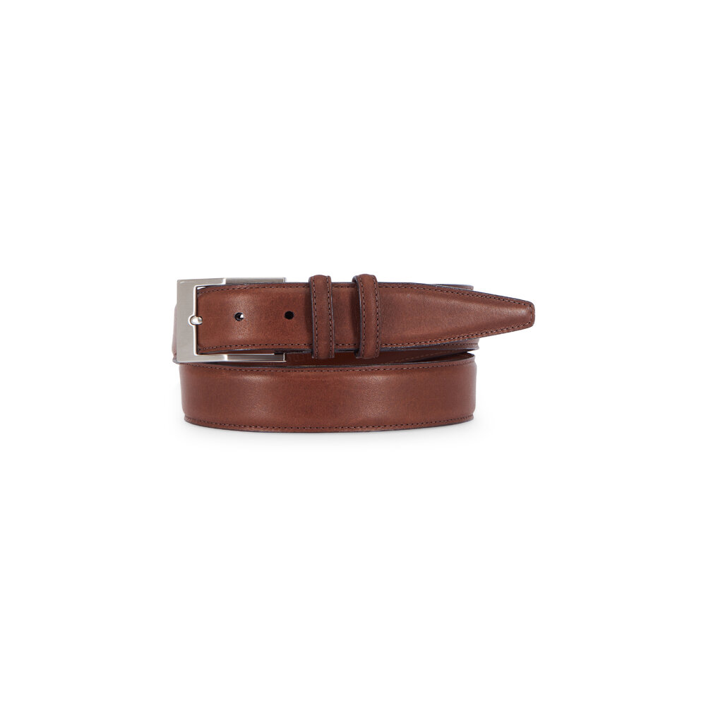 Burnished Tumbled Leather Belt in Brown by Torino Leather Co. - Hansen's  Clothing