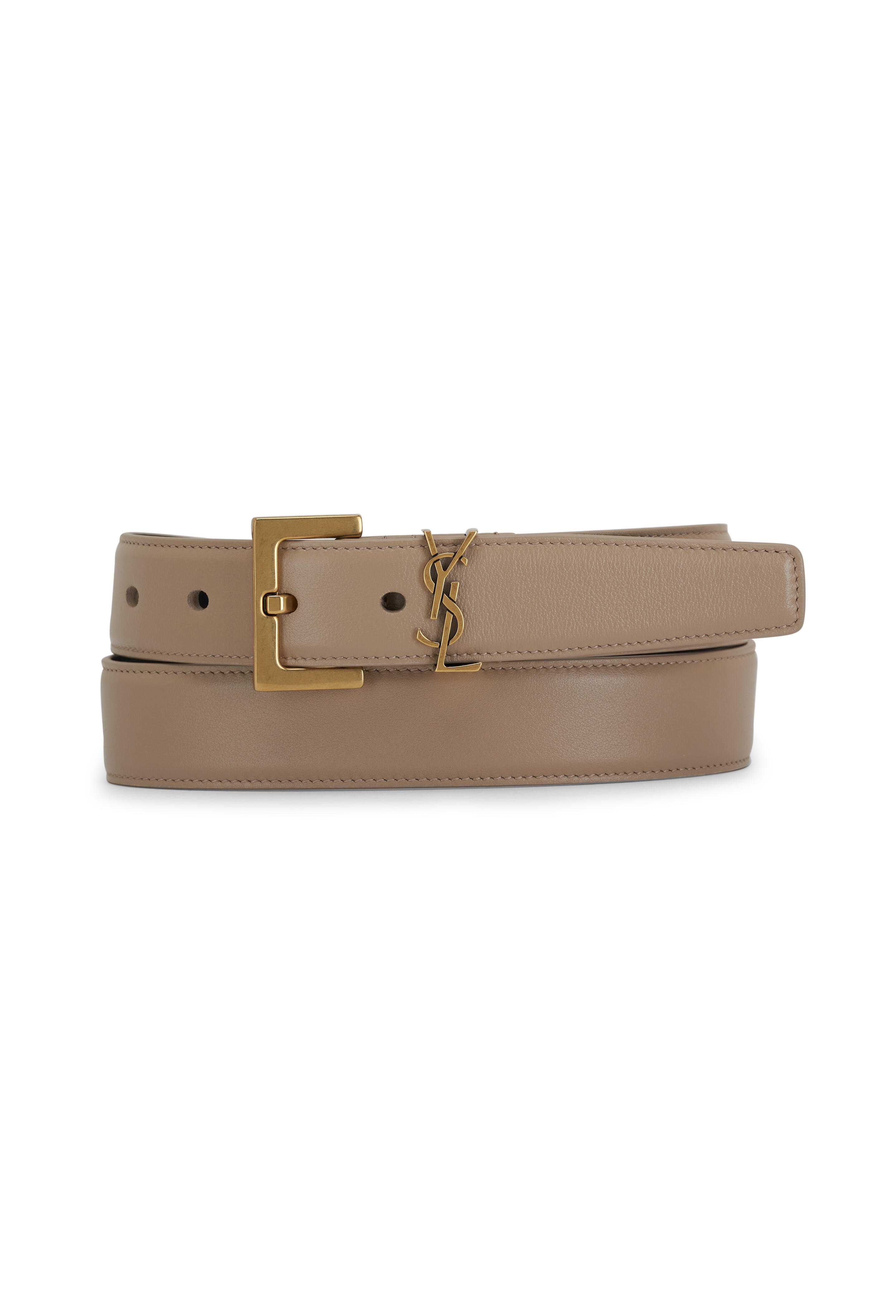 ベルト SAINT LAURENT Woman Belt Beige 634437BOO0W 2721 Saint Laurent - Dark Beige Leather Logo Belt | Mitchell Stores