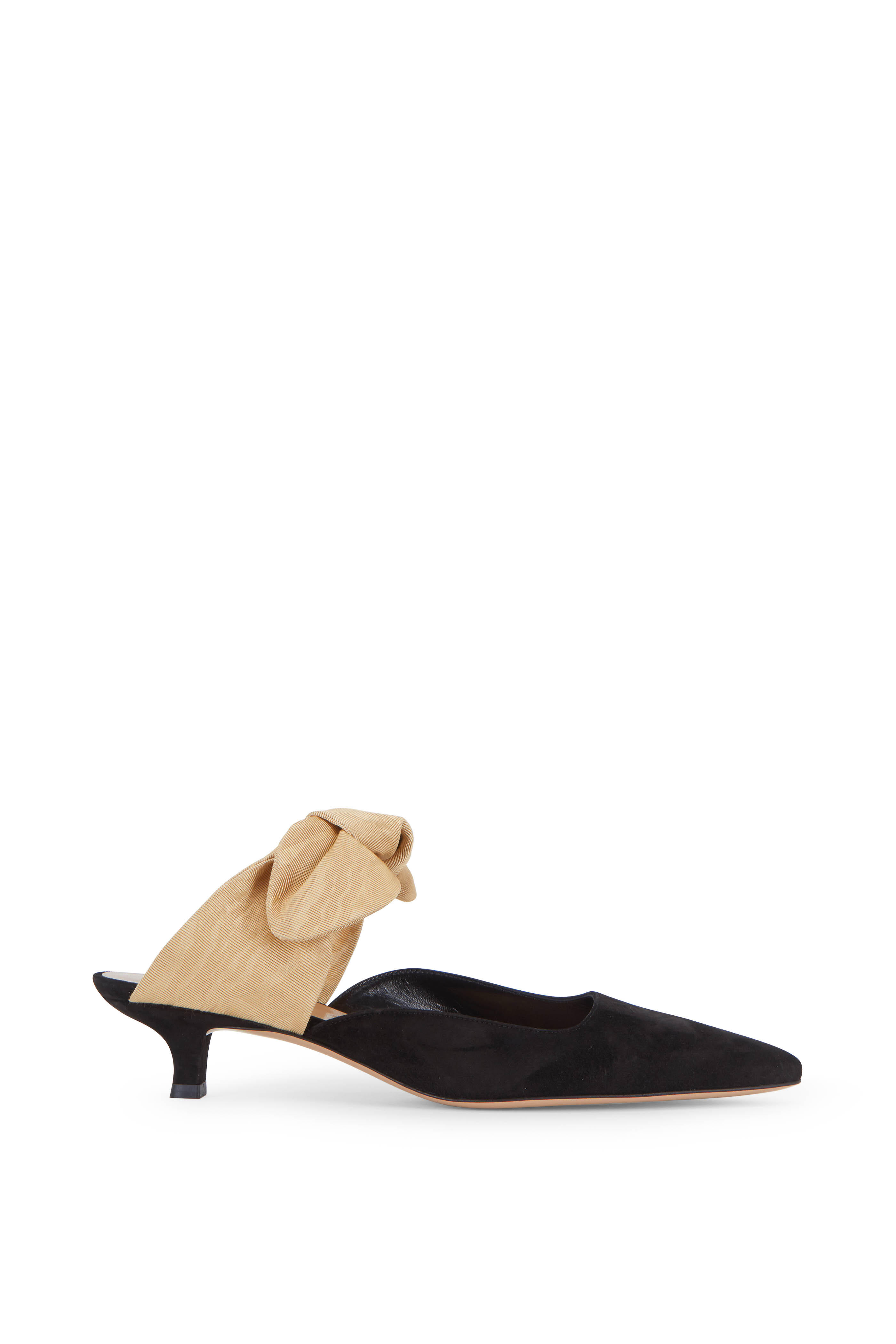 The Row - Coco Black Suede & Sahara Grosgrain Bow Mule, 40mm