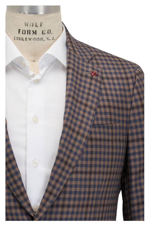 Isaia - Light Brown & Blue Check Sportcoat