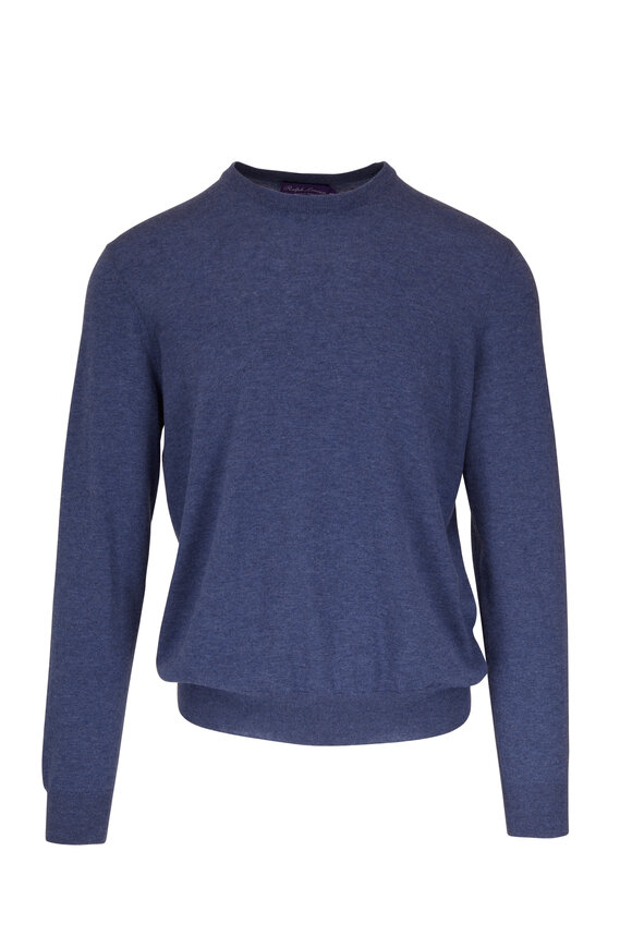 Ralph Lauren Purple Label Blue Cashmere Crewneck Sweater