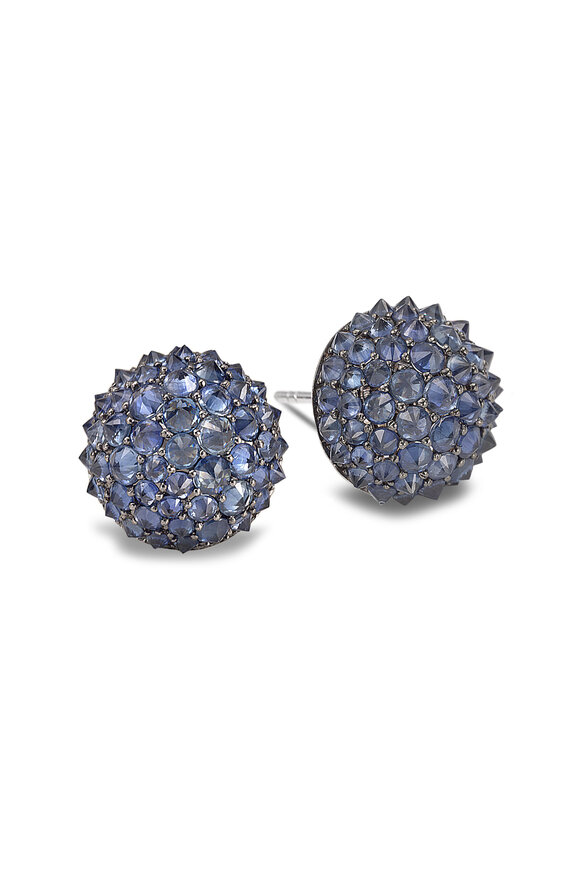 Nam Cho 18K White Gold Omega Sapphire Earrings