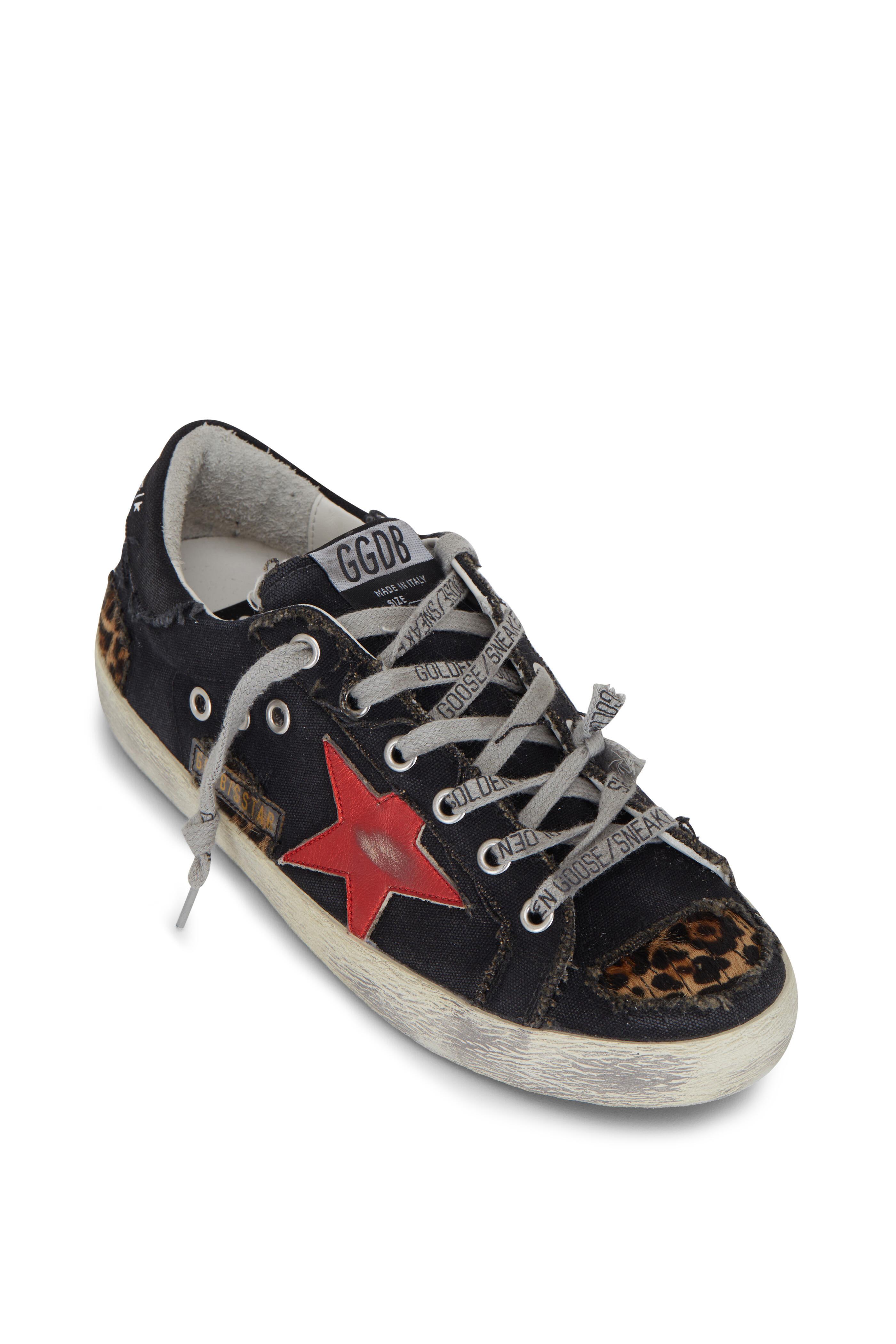 Golden Goose - Super-Star Black Denim Red Star Low-Top Sneaker