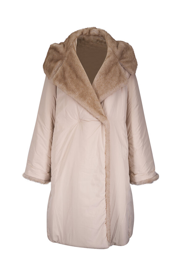 Antonelli Gavi Cream Long Faux Fur Coat