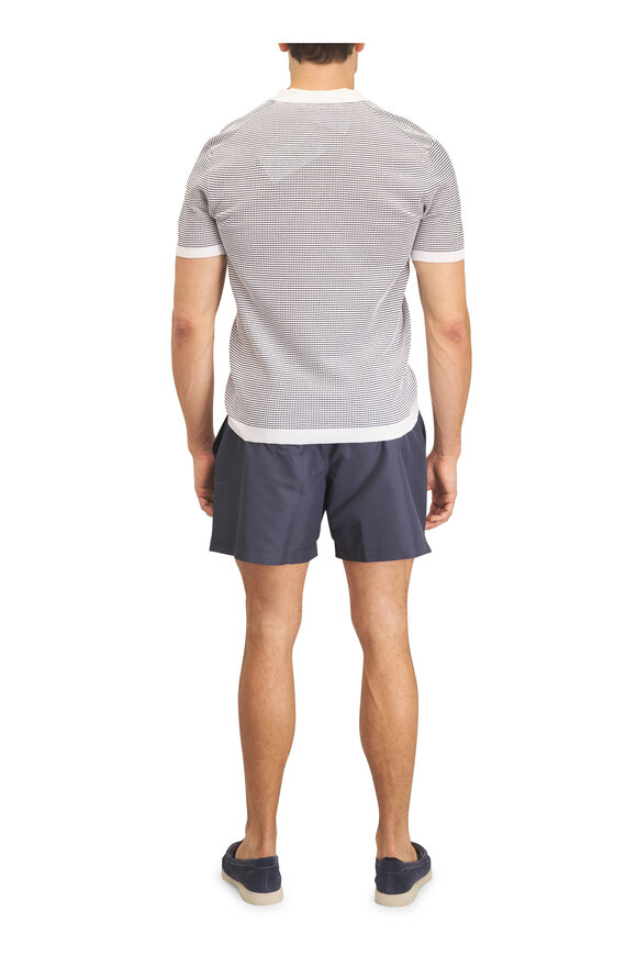 Orlebar Brown Roddy White & Navy Stripe Knit Polo - view 4