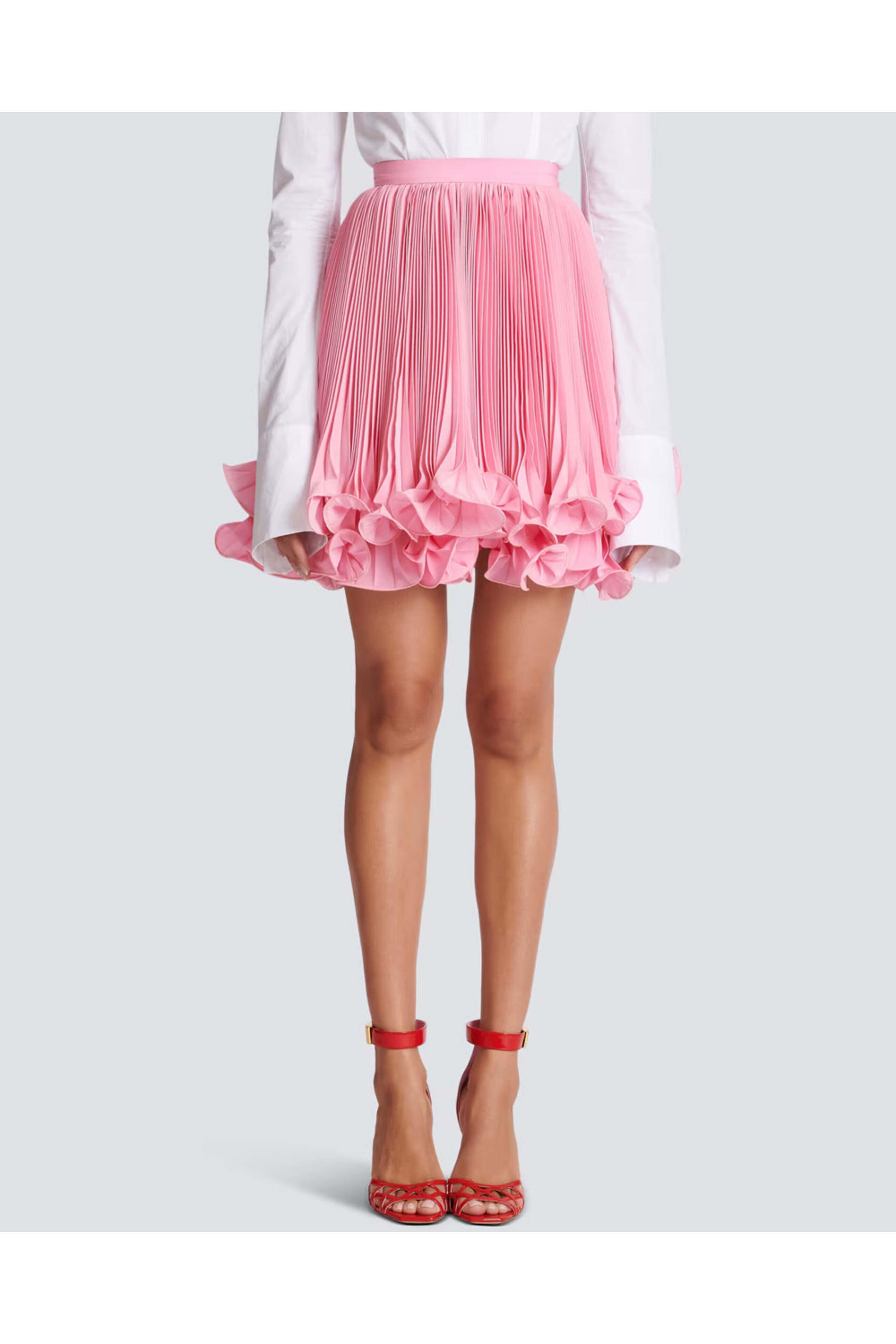 Balmain - Rose Pleated Crepe Mini Skirt | Mitchell Stores