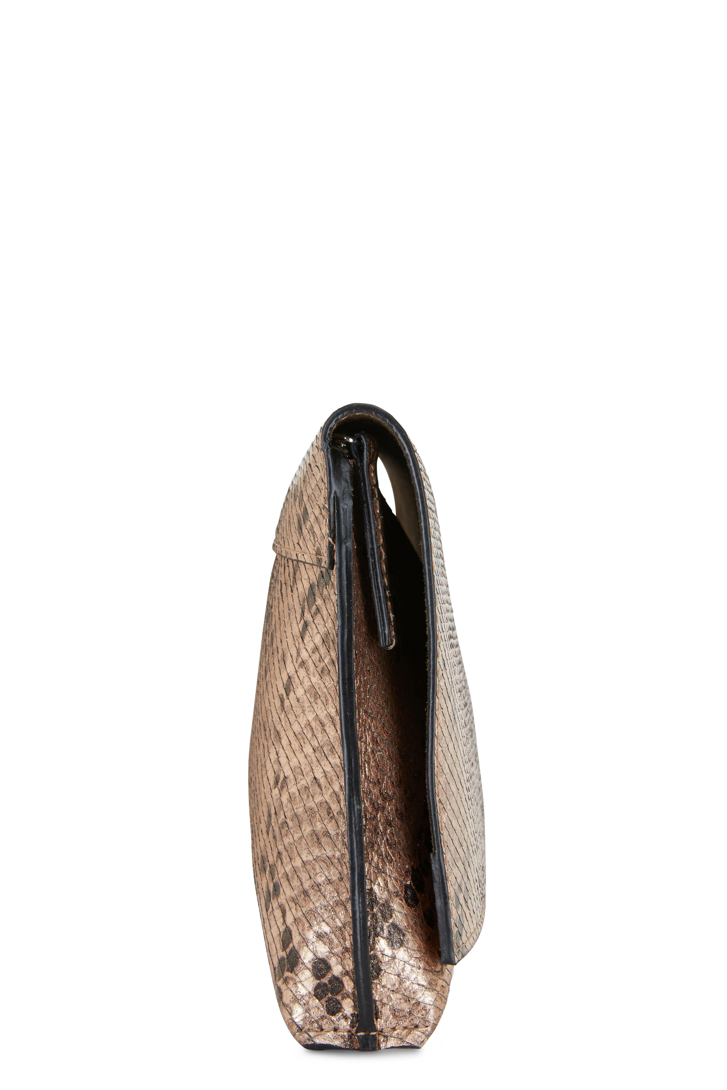 Snakeskin-patterned Clutch Bag - Brown/snakeskin-patterned