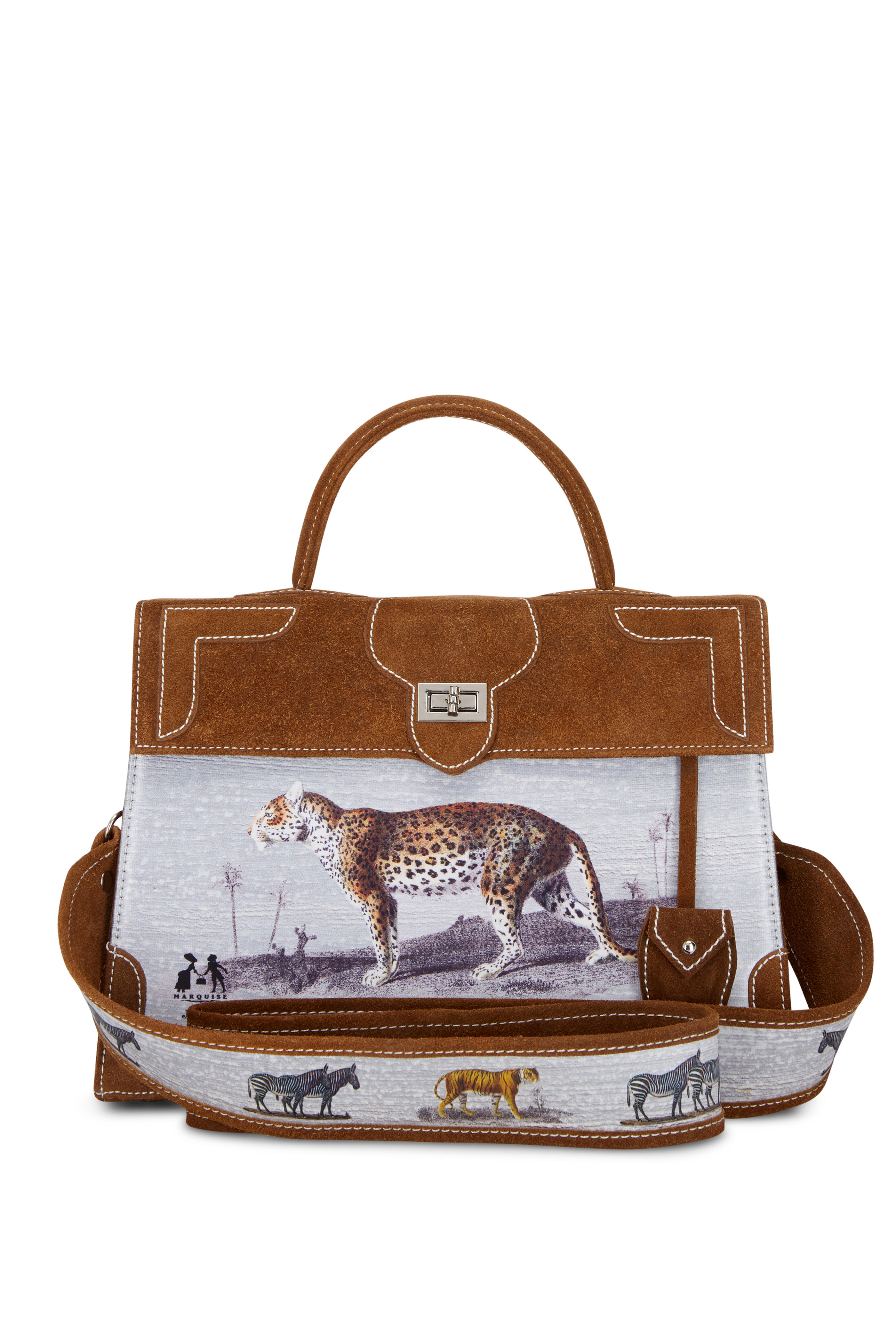 Marquise Paris - Lumière Tobacco Suede Animal Print Shoulder Bag