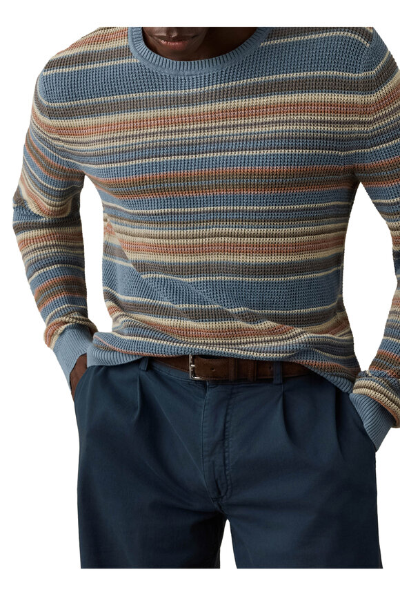 Faherty Brand Teal Sands Stripe Sunwashed Crewneck Sweater - view 2