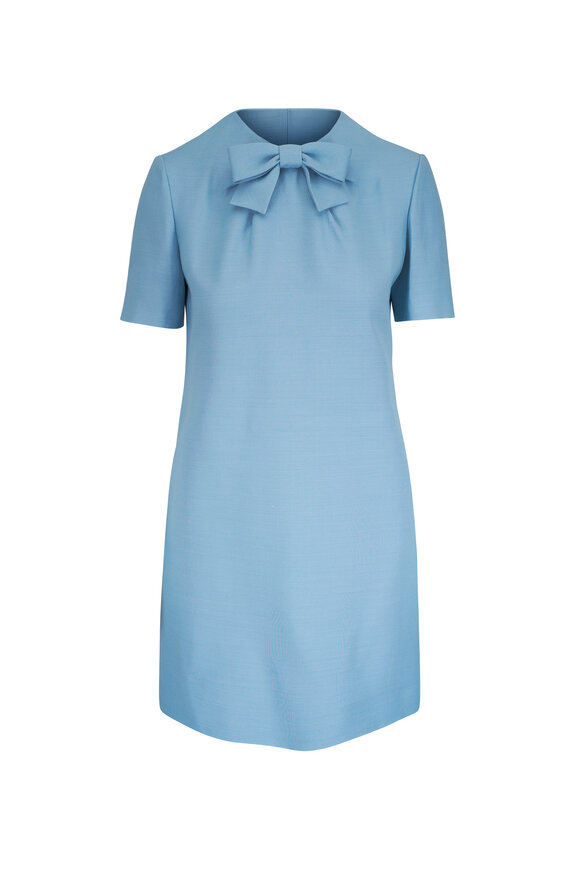 Valentino Light Blue Crepe Couture Mini Dress