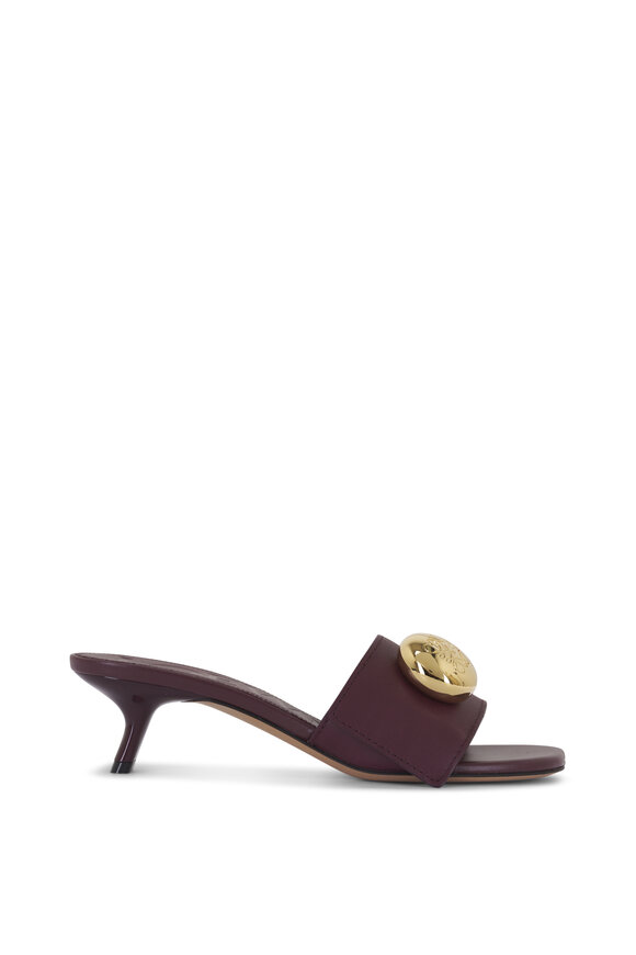 Loewe Burgundy Pebble Leather Sandal, 45mm - view 4
