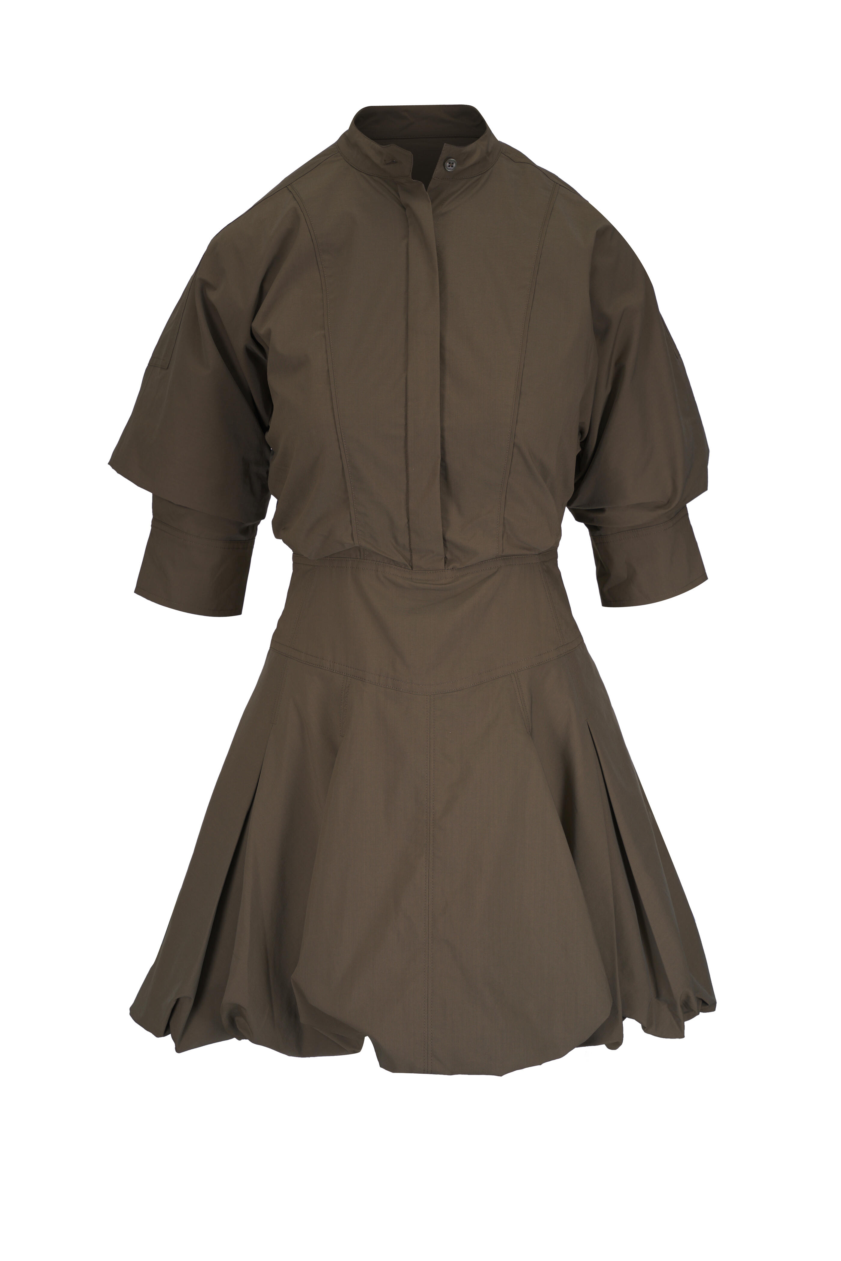 basicks ベイシックス SHIMING FOOTBALL DRESSES Simkhai - Effie Faded Olive Bubble Mini Dress | Mitchell Stores
