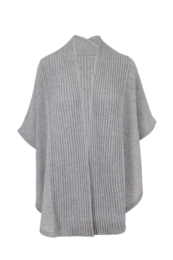 Kinross - Pumice Cashmere Ribbed Open Front Cardigan