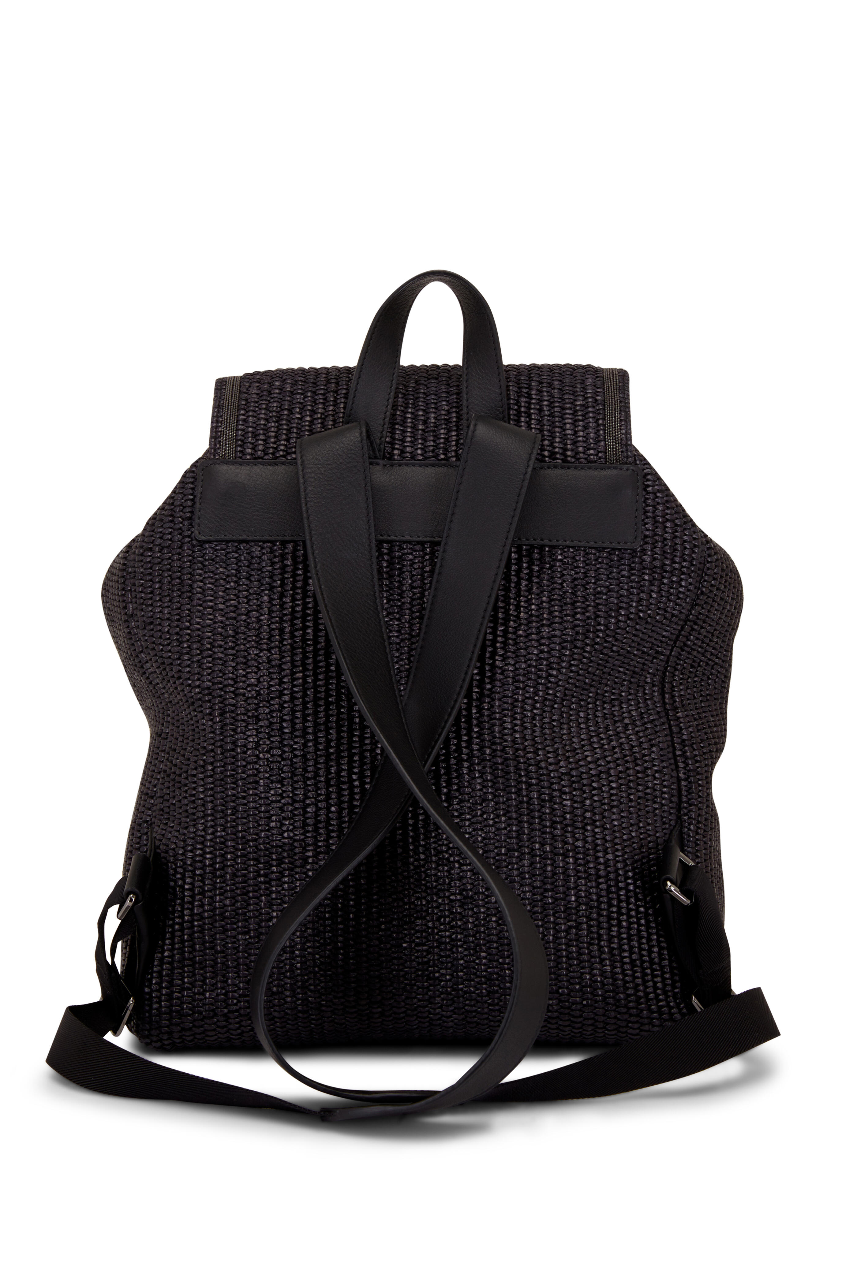 BRUNELLO CUCINELLI ガーメントバッグ Brunello Cucinelli - Black Raffia Flap Backpack
