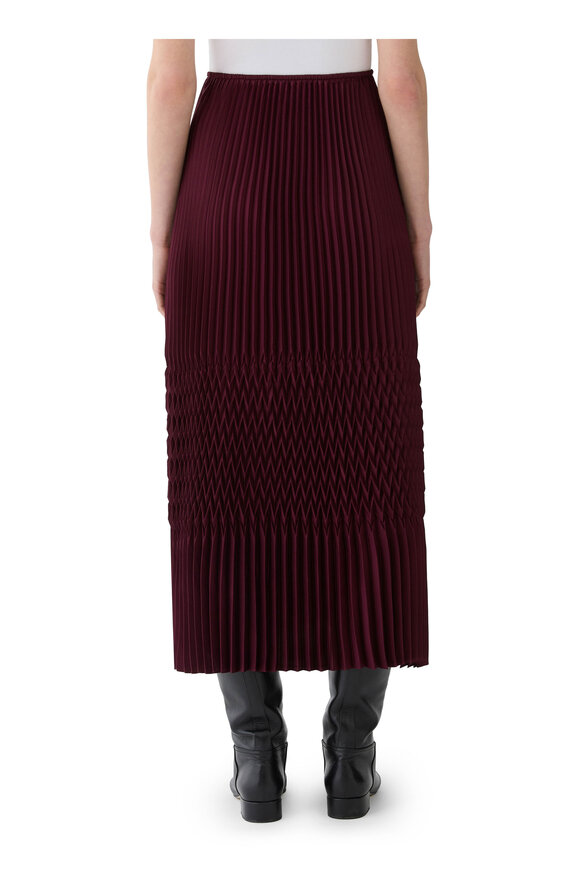 Lafayette 148 New York Aubergine Satin Plissé Straight Midi Skirt - view 3
