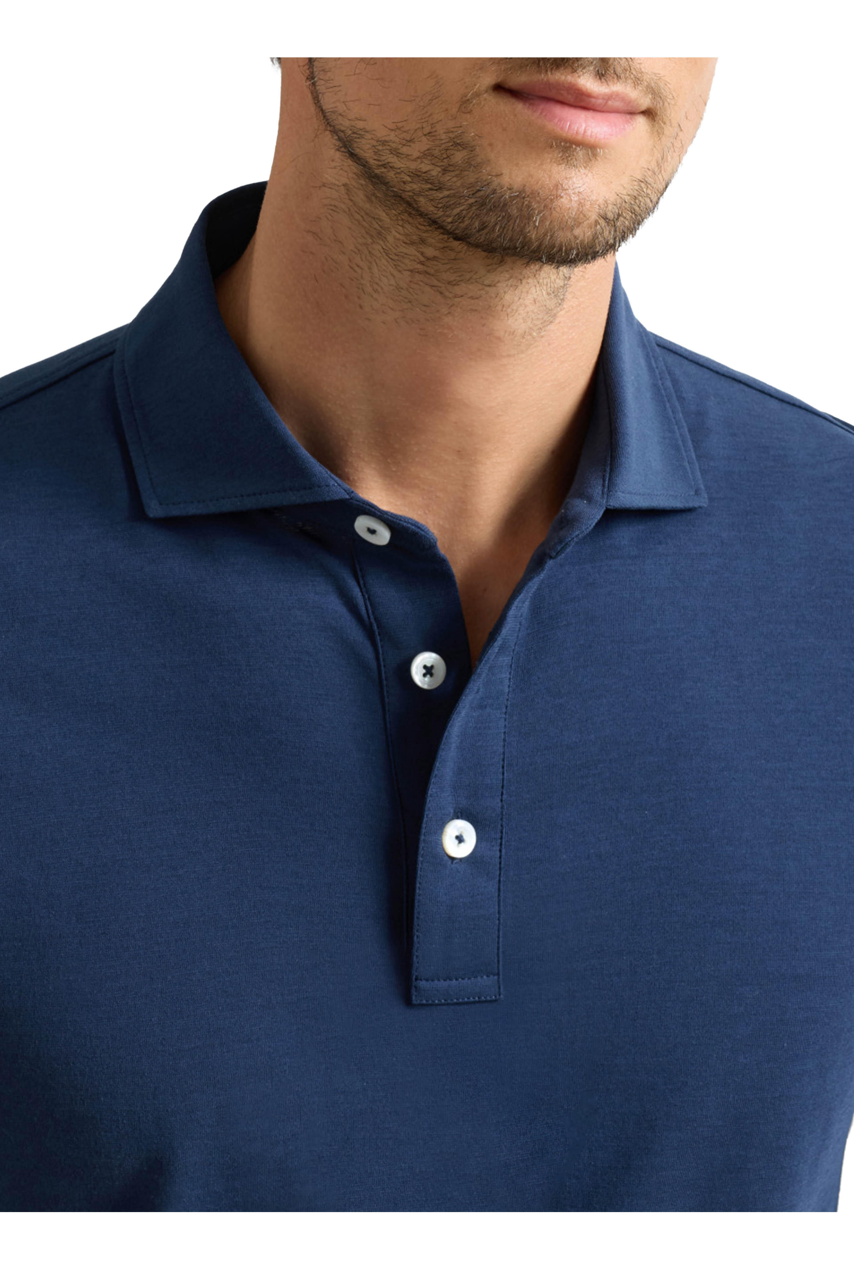 Peter Millar - Navy Cool Cotton Long Sleeve Polo